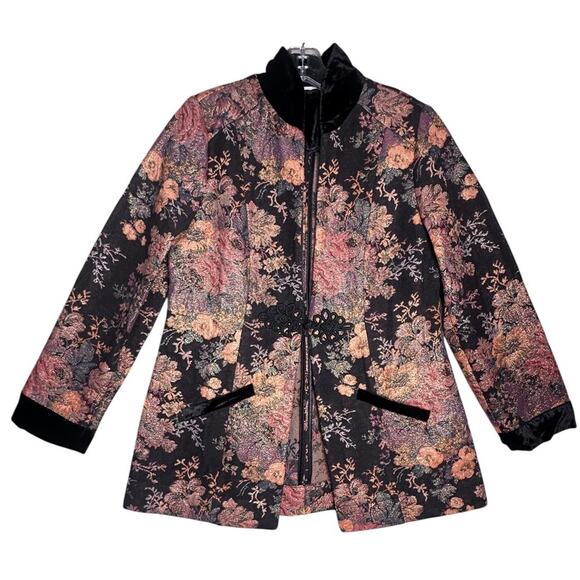 Soft Surroundings Westbury Garden Metallic Jacquard Jacket Blazer Sz Petite M - Picture 3 of 16